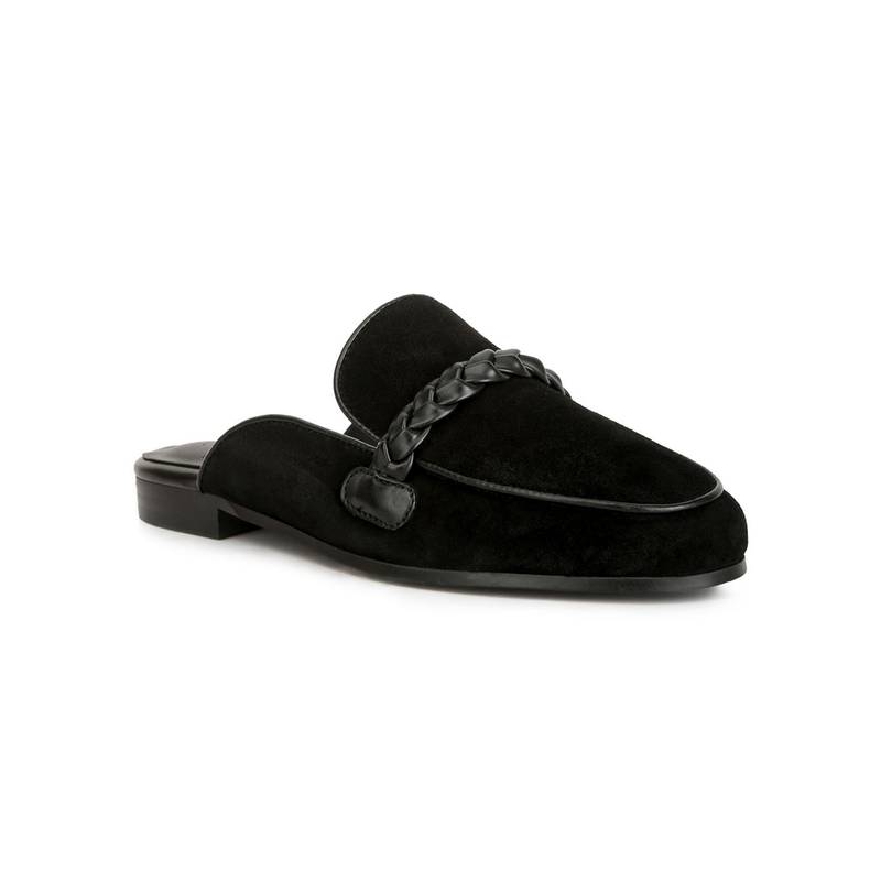 Rag & Co Women Black Braided Mules Heels (EURO 36)