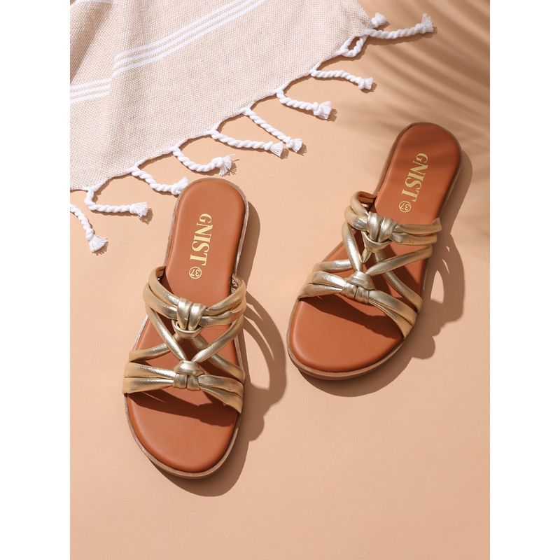 GNIST Strappy Slip On Gold Flats (EURO 36)