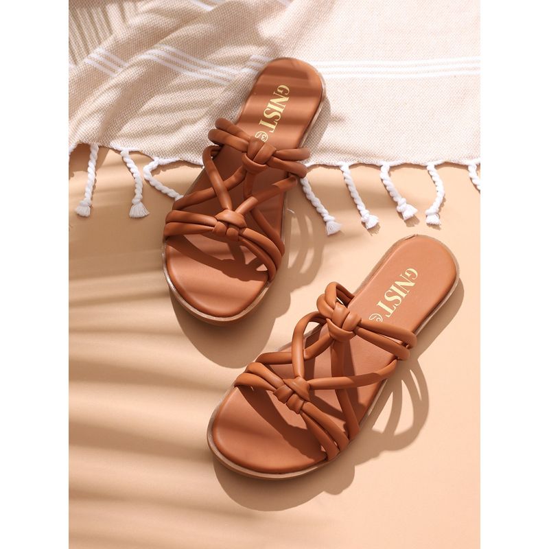 GNIST Strappy Slip On Tan Flats (EURO 36)