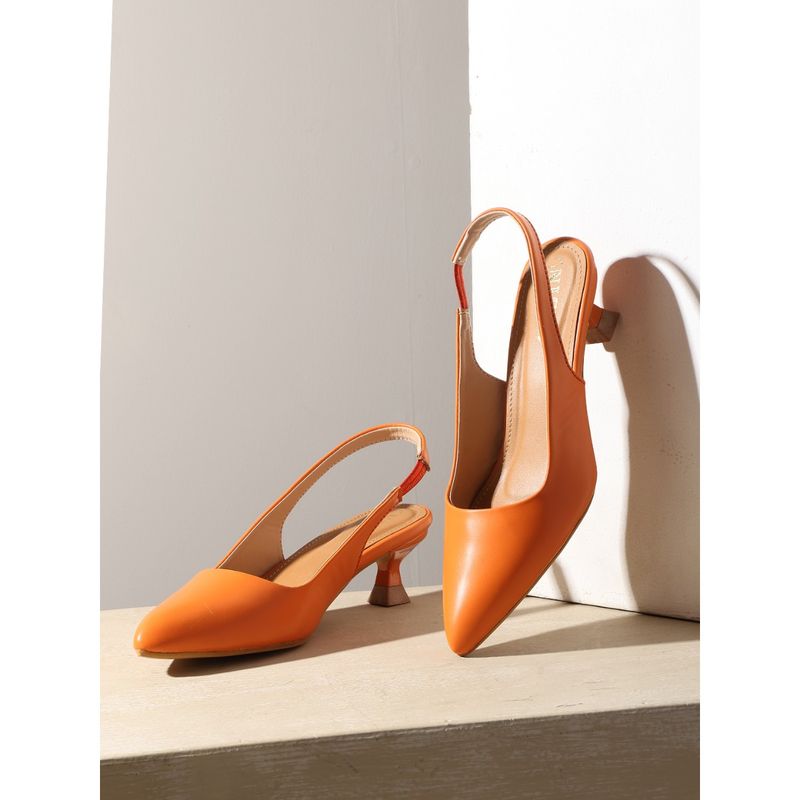GNIST Sling Back Orange Kitten Pump Heels (EURO 41)