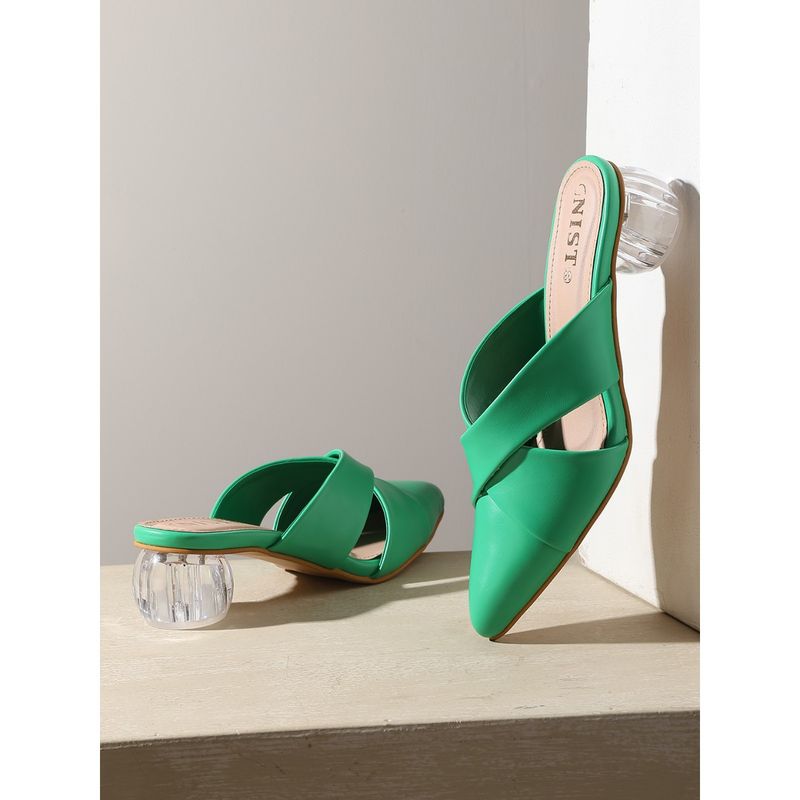GNIST Comfort Green Pointed Toe Mule Heels (EURO 40)