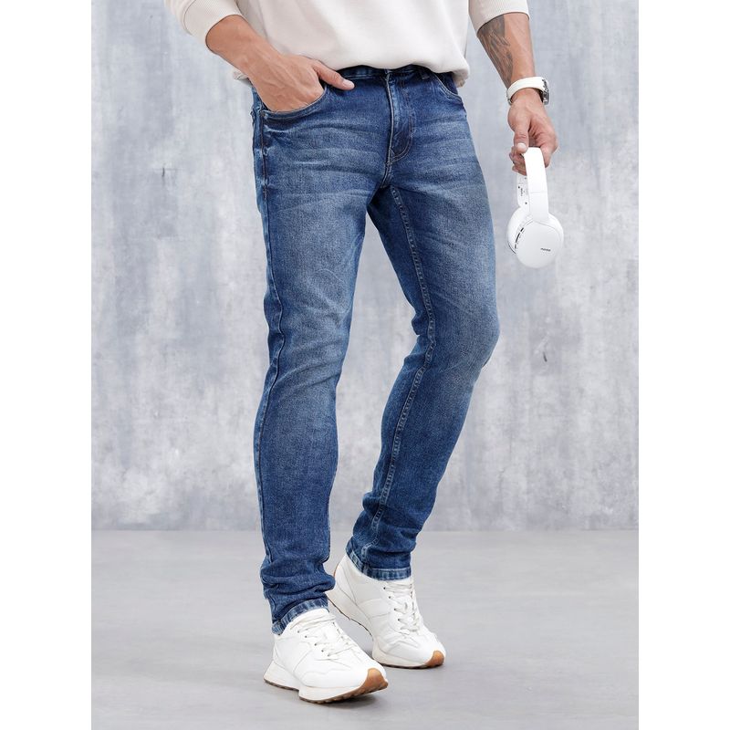 WROGN Men Casual Slim Fit Dark Blue Jeans (32)