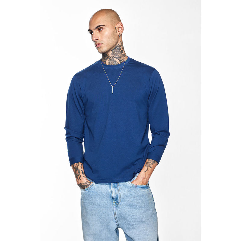 Snitch Men Navy Blue Core Lab Solid Slim Fit T-Shirt (2XL)