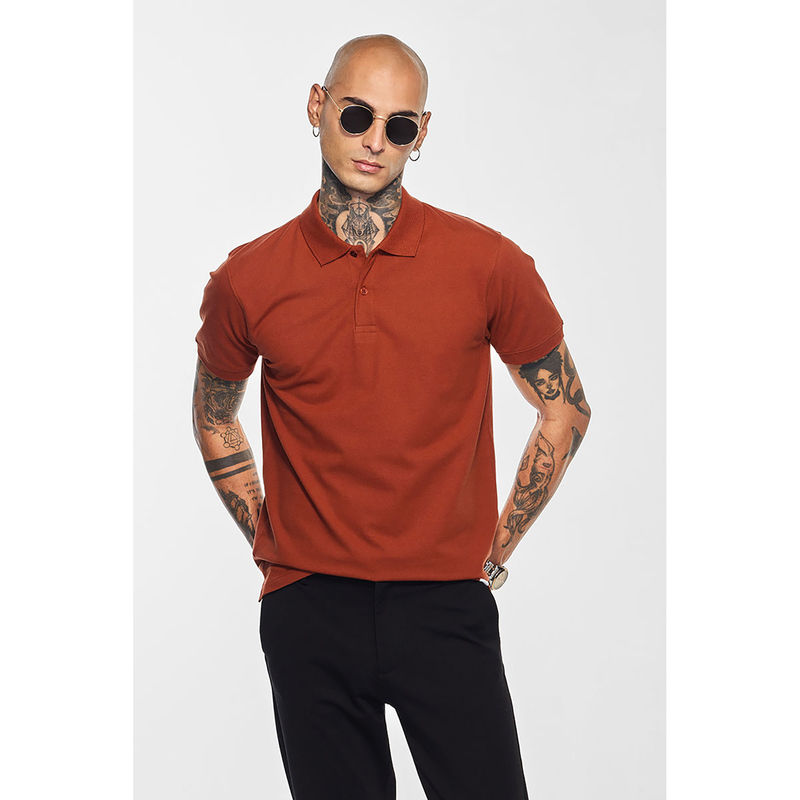 Snitch Men Rust Core Lab Solid Polo T-Shirt (XL)
