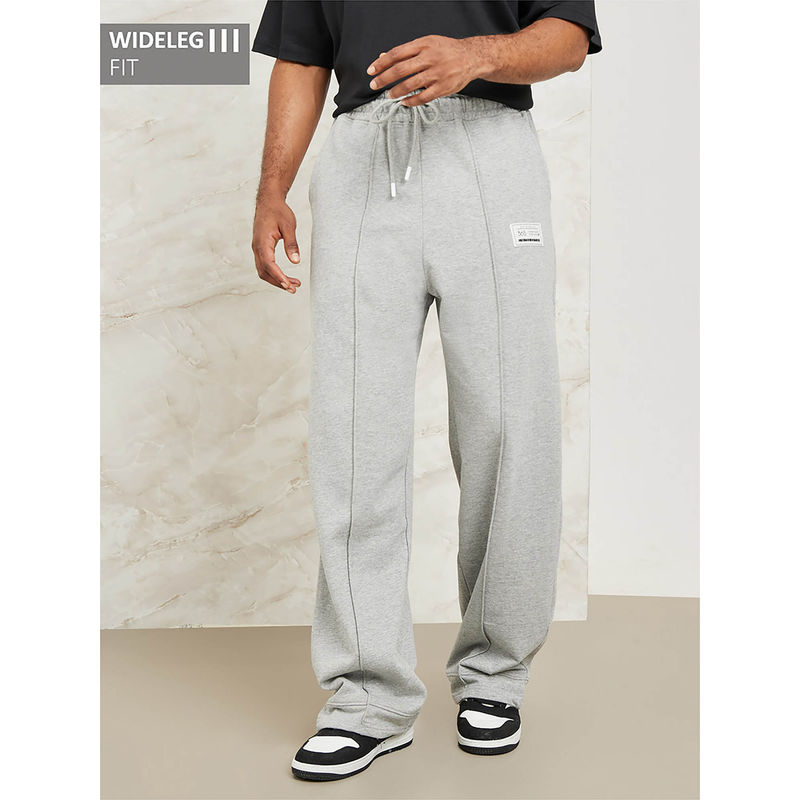 Styli Heavy Fleece Pintuck Trackpants with Badge Detail Grey Melange (M)