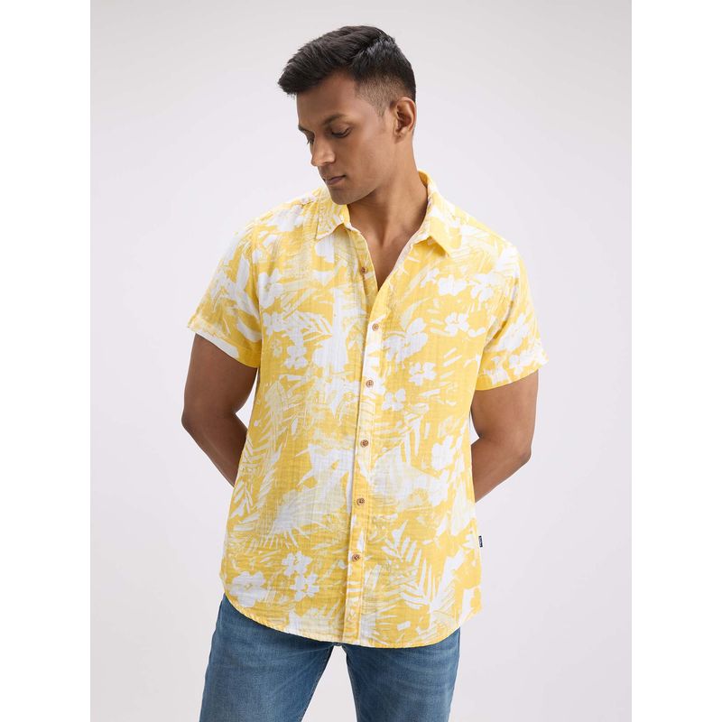 Pepe Jeans Men's Yellow Floral Print Shirt (M)