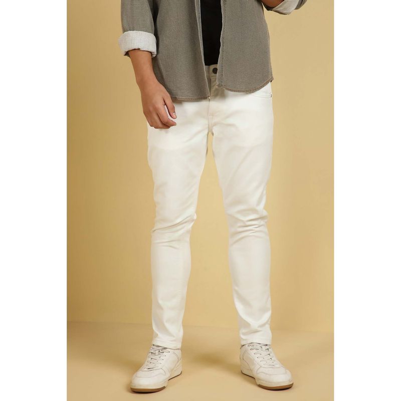 Allen Solly Men's White Solid Slim Fit Jeans (36)