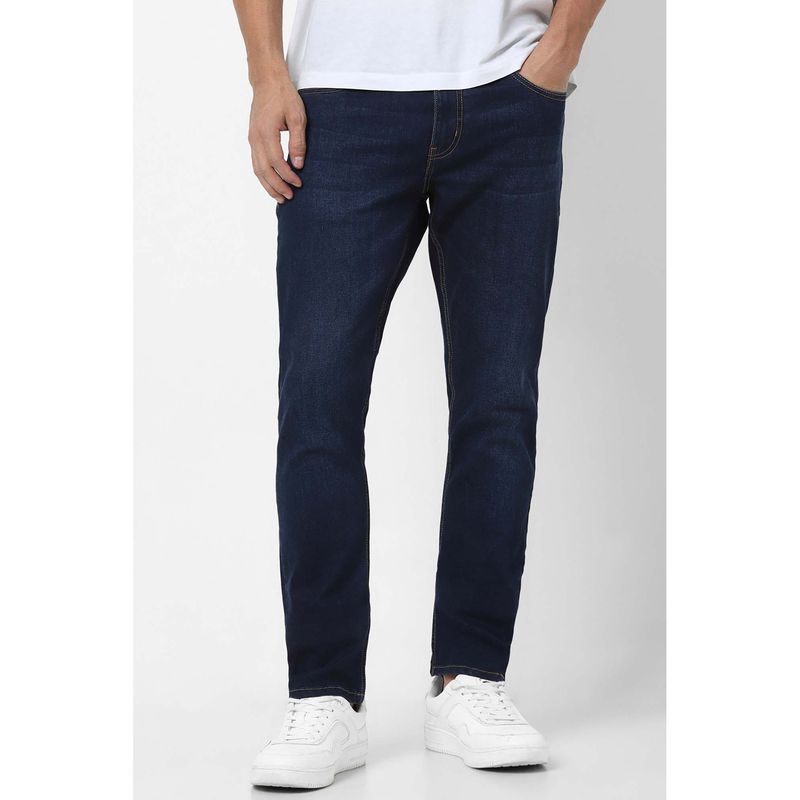 Peter England Men's Navy Blue Solid Regular Fit Jeans (32)