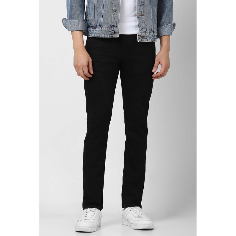 Van Heusen Men's Black Solid Slim Fit Jeans (34)