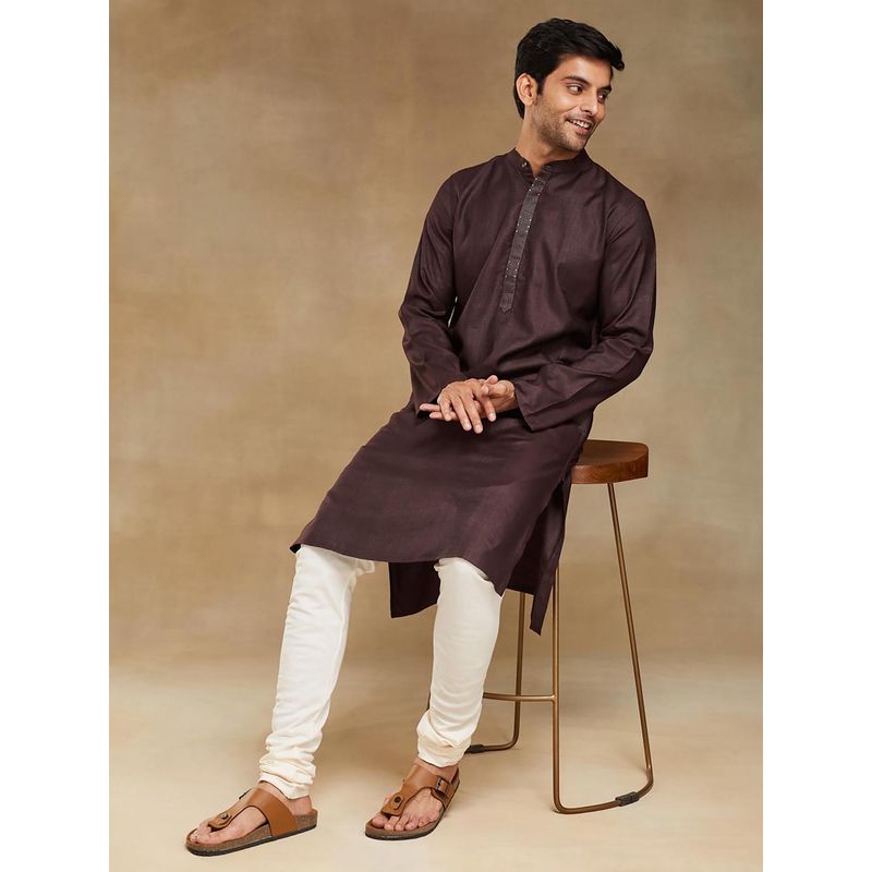 Fabindia Wine Silk Slim Fit Long Kurta (S)