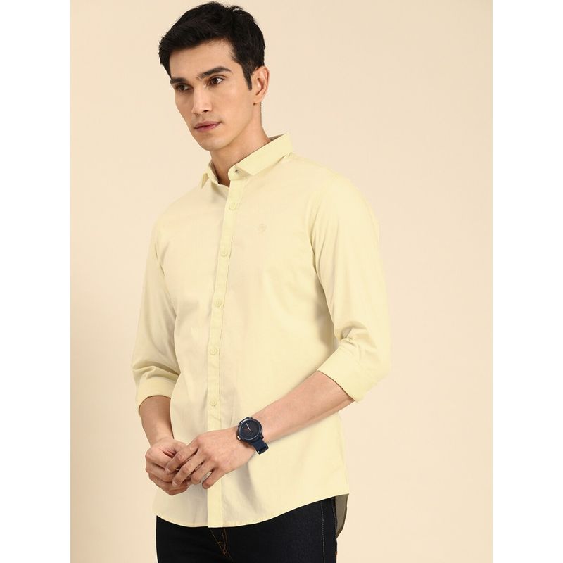 Being Human Mens Slim Fit Solid Casual Shirt Yellow (2XL)