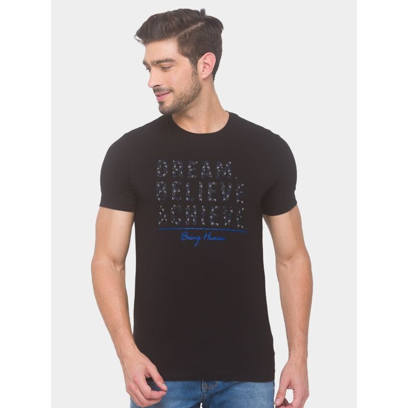 Being Human Mens Regular Fit Printed T-Shirt Black (S)