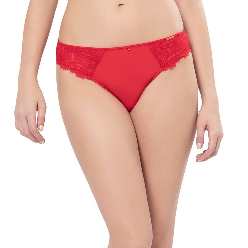 Amante Solid Low Coverage Low Rise Thong Panty (M)