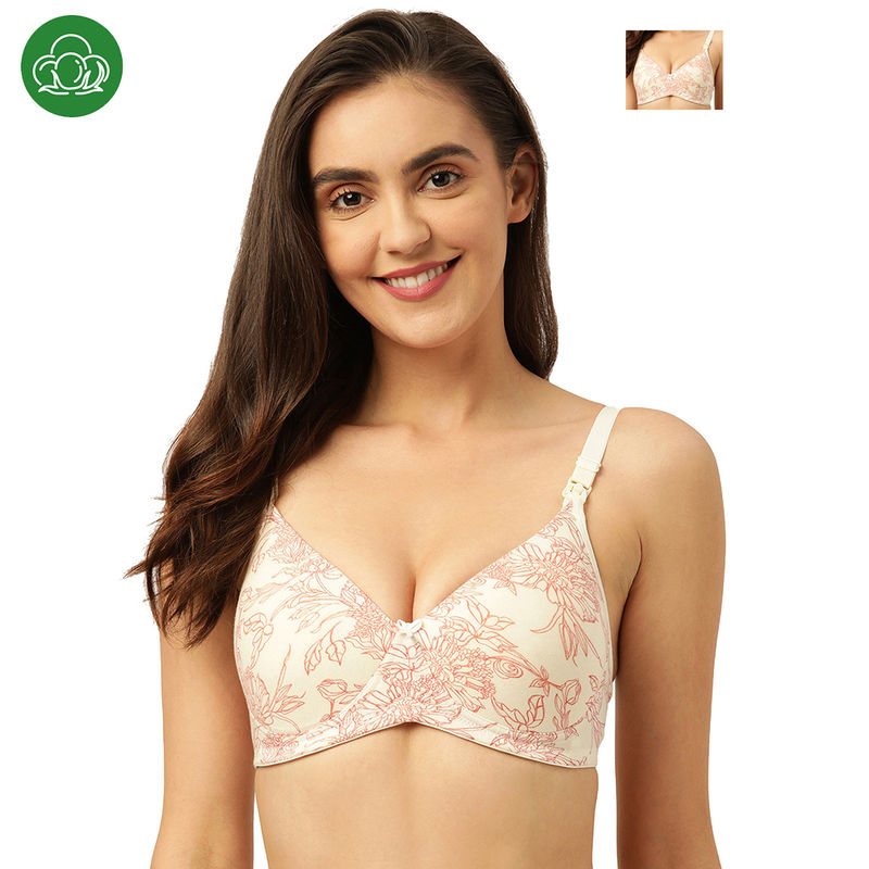 Inner Sense Organic Antimicrobial Padded NonWired Feeding Bra Off white (Pack of 2) (36B)