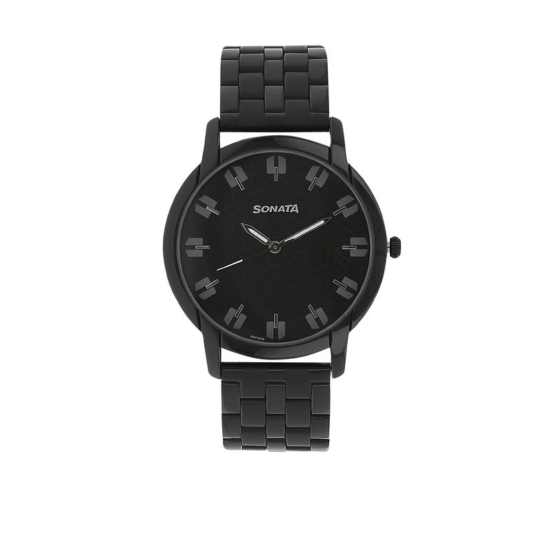 Buy Sonata NM77031NM01 Black Dial Analog Watch For Men Online