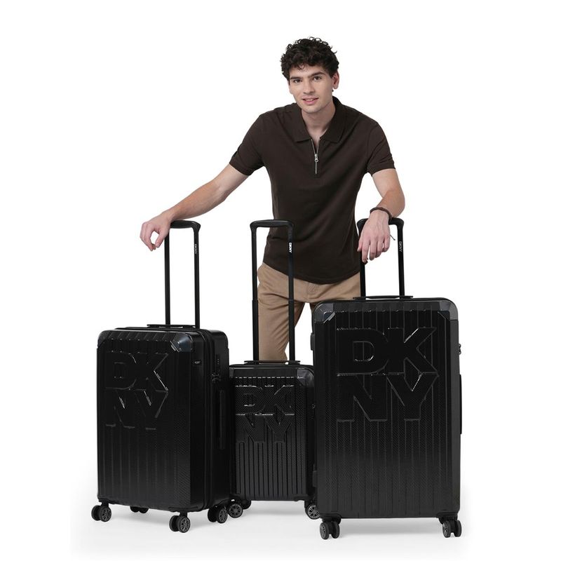 DKNY Stack Logo Range Black Hard Luggage Bag (S)