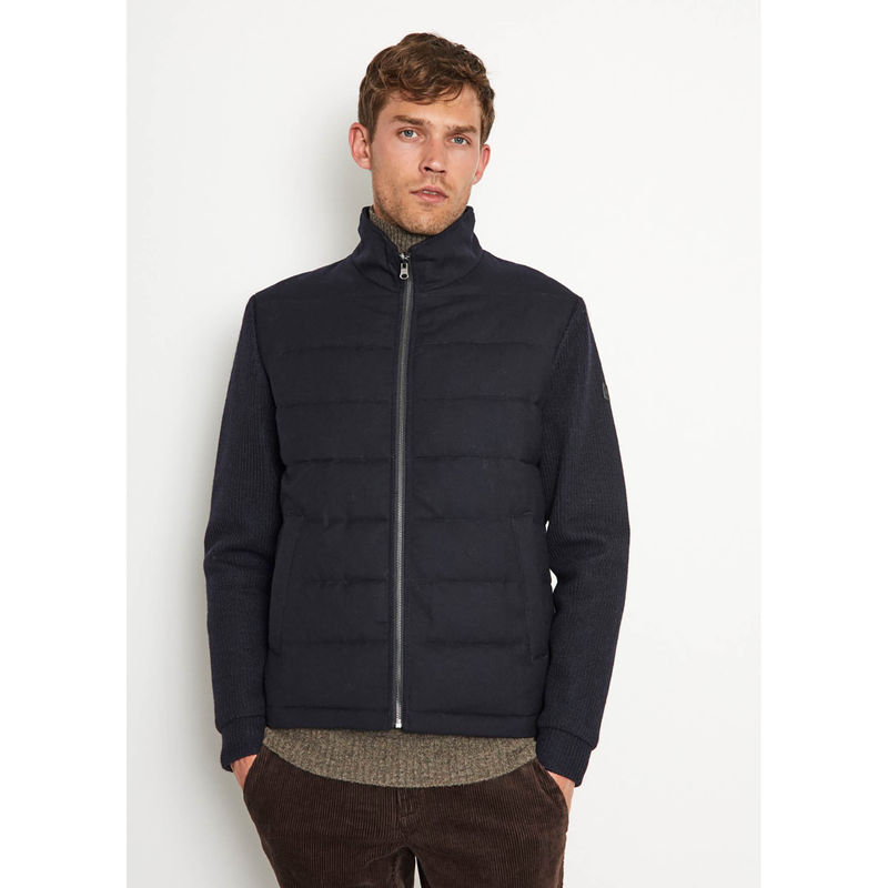 Bruun & Stengade Men Solid High Neck Full Sleeves Jacket (2XL)