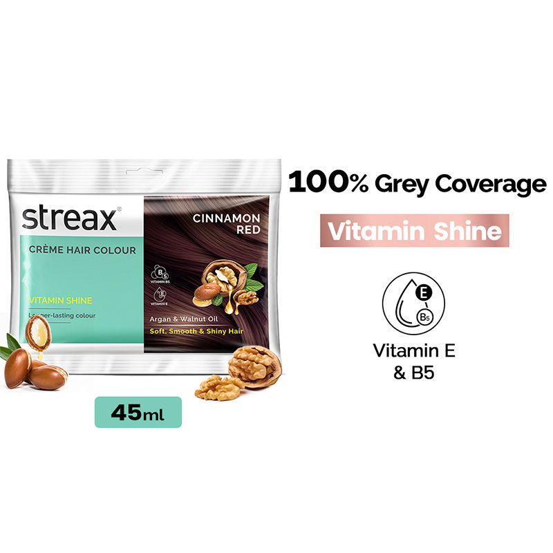 Streax Cream Hair Colour With 100% Grey Coverage & No Ammonia - 5.66 Cinnamon Red