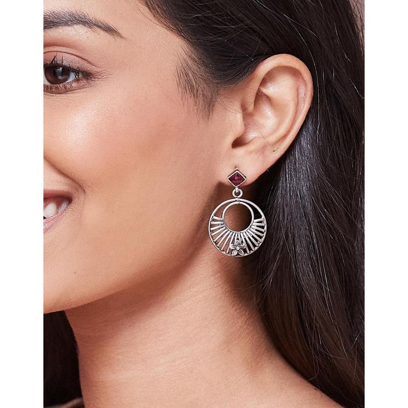 Pink - Hand Embroidery Fabart Beadwork Earrings by Rangila Dhaga