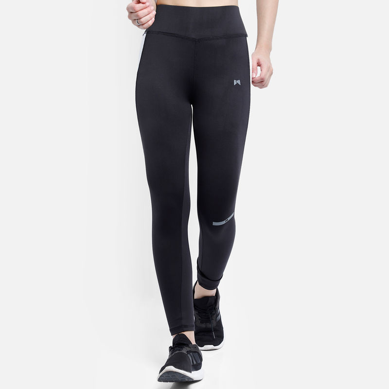 Muscle Torque Gym/yoga Medium Waist Both Side Triangle Panel Tight - Black (L)