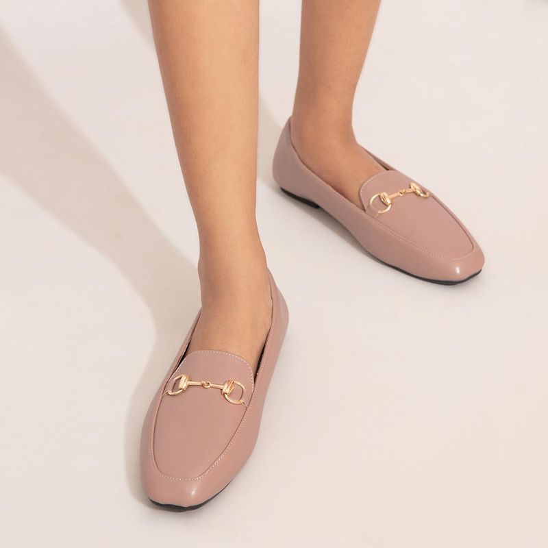 Twenty Dresses by Nykaa Fashion Nude Pink Square Toe Loafers (EURO 36)