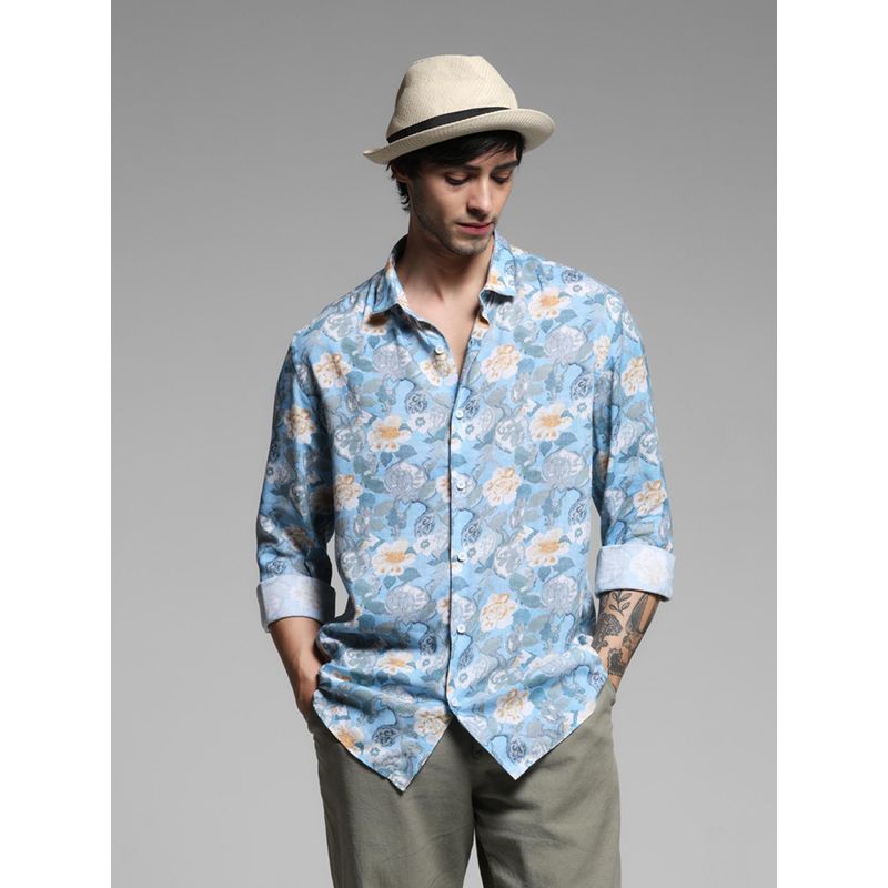 Jack & Jones Blue Lyocell Slim Fit Floral Shirt (XL)