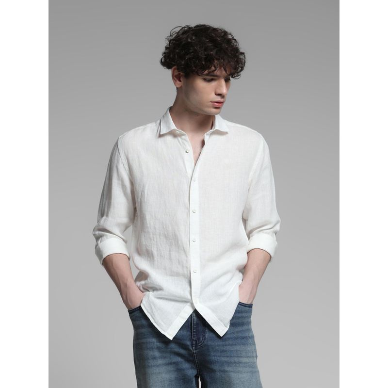 NHOJ JOHN Cream White Collar Shirt タグ付き NHOJ JOHN Cream White