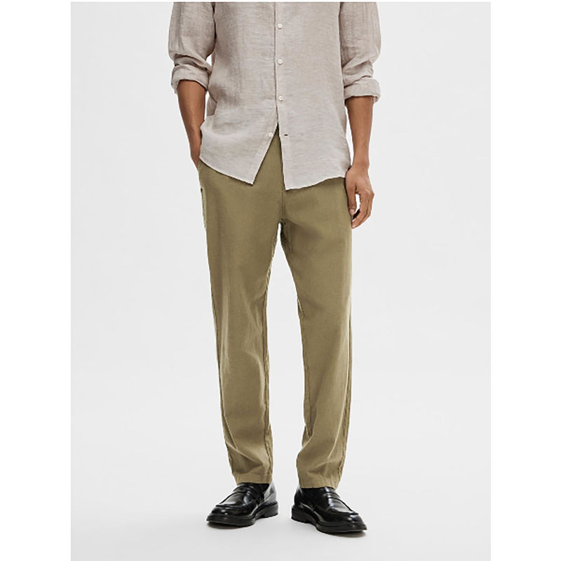 Selected Green Mid Rise Linen Pants (36)