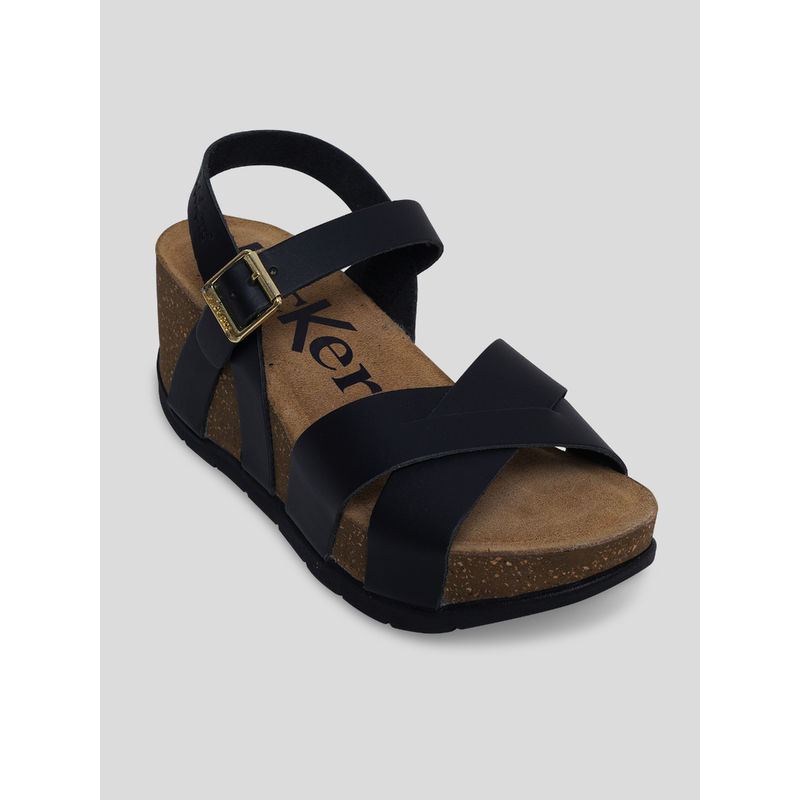 Kickers Women Kick-Heze Black Sandals (EURO 38)