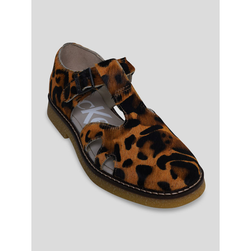 Kickers Women Leryne Brown Leop Sandals (EURO 39)