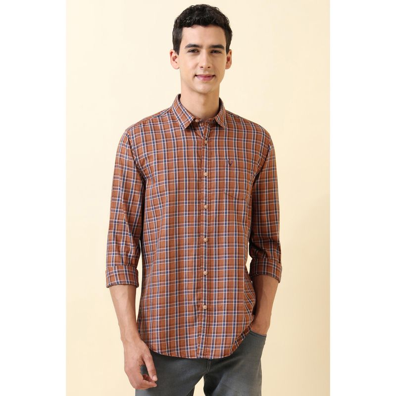 Allen Solly Brown Checked Shirt For Men (38)