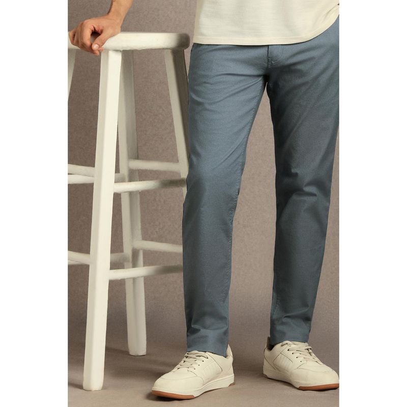 Louis Philippe Men Grey Smart Fit Solid Flat Front Casual Trousers (30)