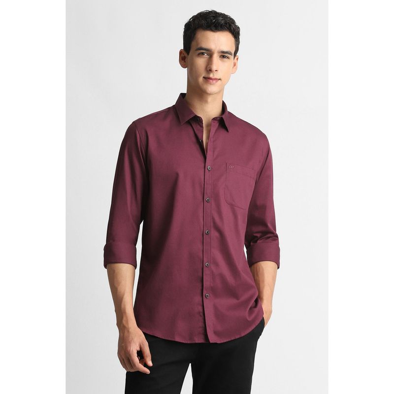 Peter England Men Maroon Slim Fit Casual Shirt (40)