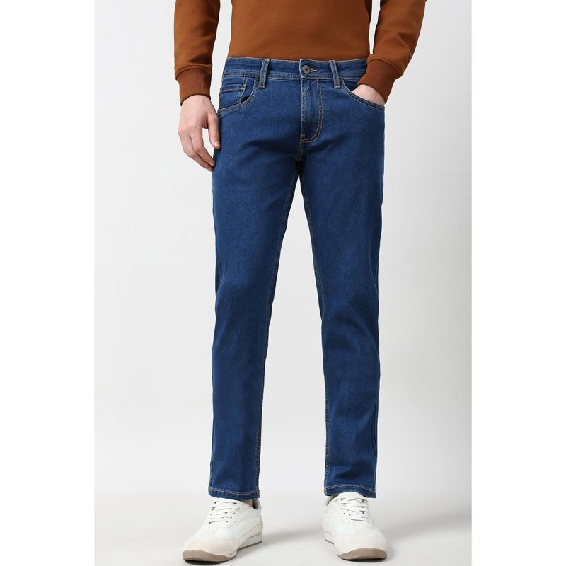 Peter England Men Navy Dark Wash Low Skinny Fit Jeans (34)
