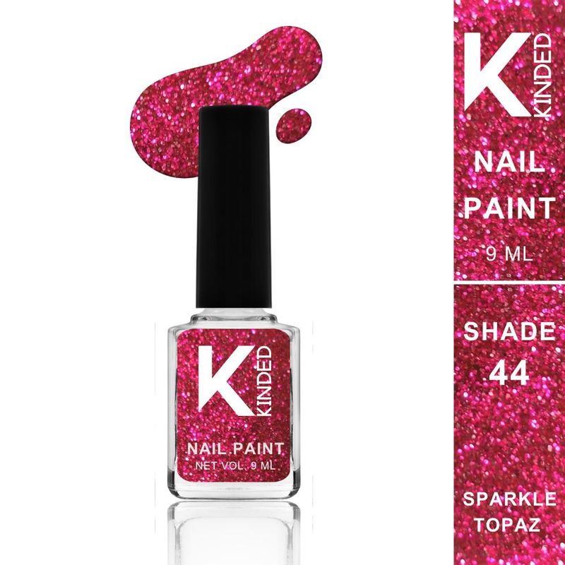 KINDED Nail Paint Topper Coat Textured Glitter Nail Art - 44 Sparkle Topaz
