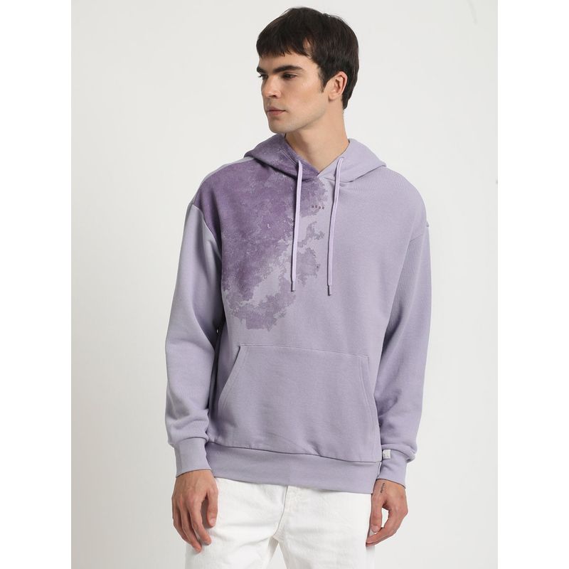 THE BEAR HOUSE Men Purple Printed Regular Fit Hoodies (3XL)