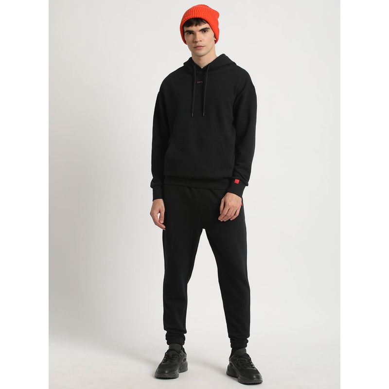 THE BEAR HOUSE Men Black Solid Regular Fit Hoodies (3XL)