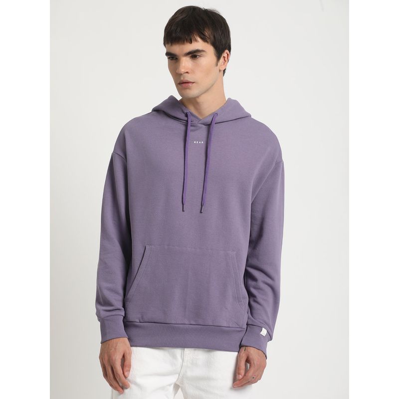 THE BEAR HOUSE Men Purple Solid Regular Fit Hoodies (2XL)