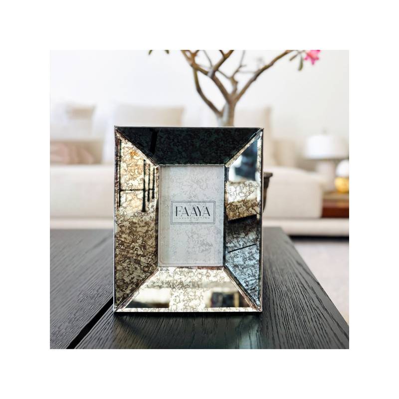 Faaya Gifting Antique Silver Bevelled Mirror Photo Frame (S)