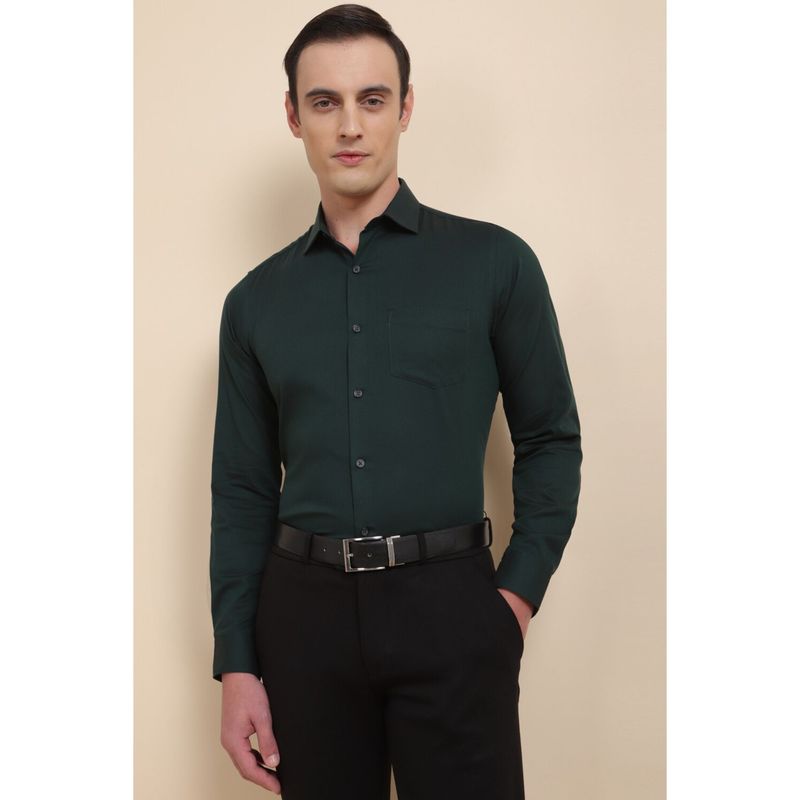 Allen Solly Men Green Slim Fit Textured Full Sleeves Formal Shirt (39)