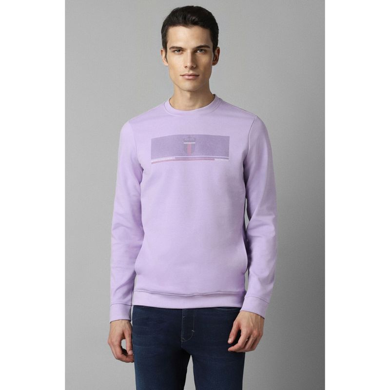 Louis Philippe Men Casual Lilac Print Sweatshirt (L)