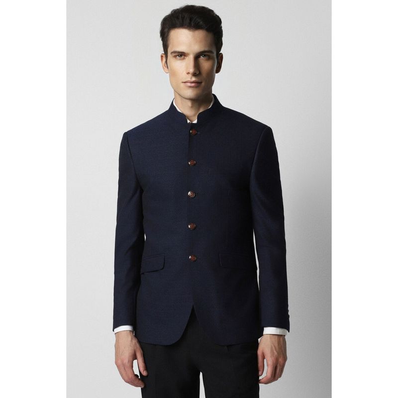 Van Heusen Men Navy Print Slim Fit Wedding Blazer (40)