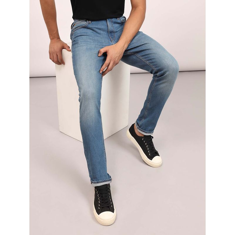 Lee Men Blue Bruce Skinny Fit Mid Rise Light Fade Jeans (30)