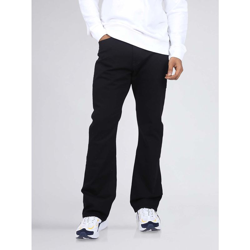 Lee Men Black Trenton Boot Cut Fit Mid Rise No Fade Jeans (34)