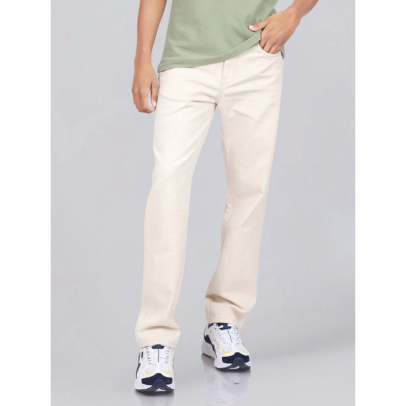 Wrangler Men Beige Cowboy Straight Fit Mid Rise No Fade Jeans (40)