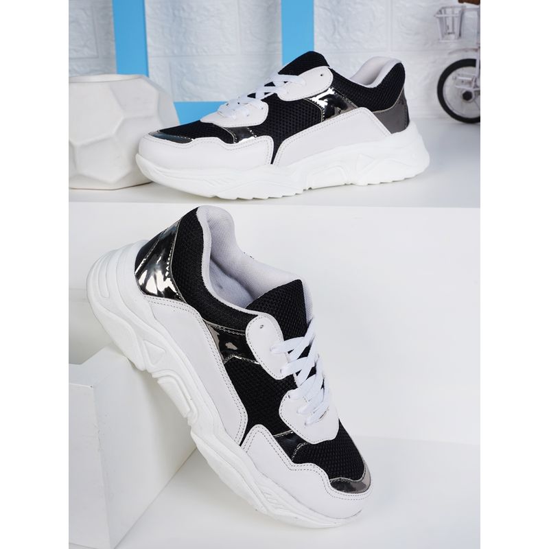 Carlton London Black & White Colorblock Design Sneakers (EURO 36)