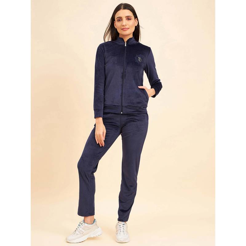 Sweet Dreams Women Navy Blue Solid Tracksuit (M)