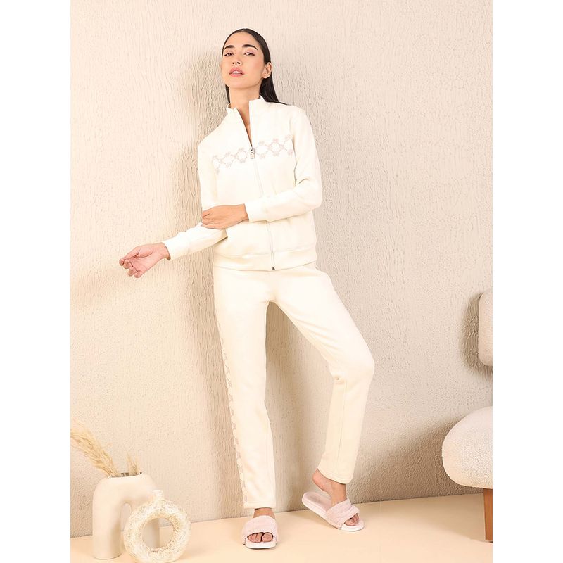 Sweet Dreams Women Cream Embroidered Tracksuit (3XL)