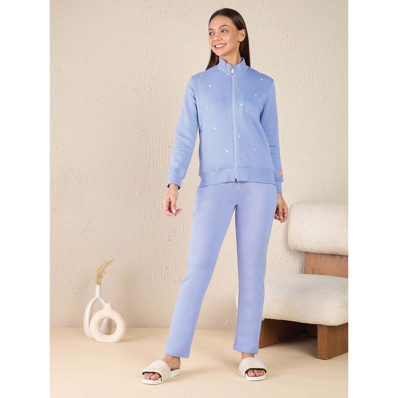 Sweet Dreams Women Blue Heart Embroidered Tracksuit (XL)