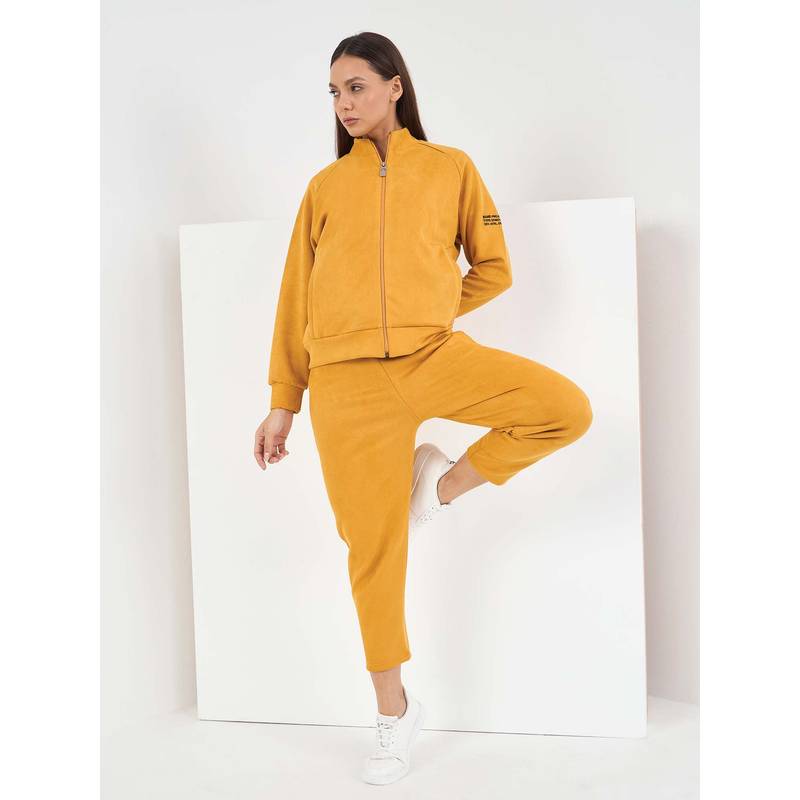 Sweet Dreams Women Yellow Front Open Tracksuit (M)